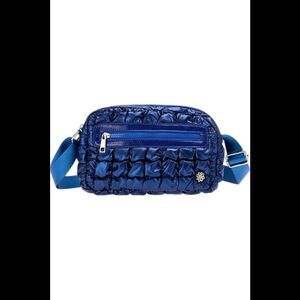 Denise Austin Pearlized Quilt Feather Weight Crossbody Bag Blue Depths